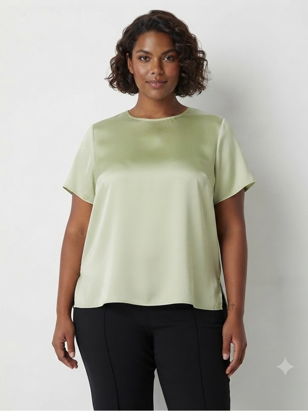 Worthington Womens Plus Round Neck Short Sleeve Blouse Size 2X